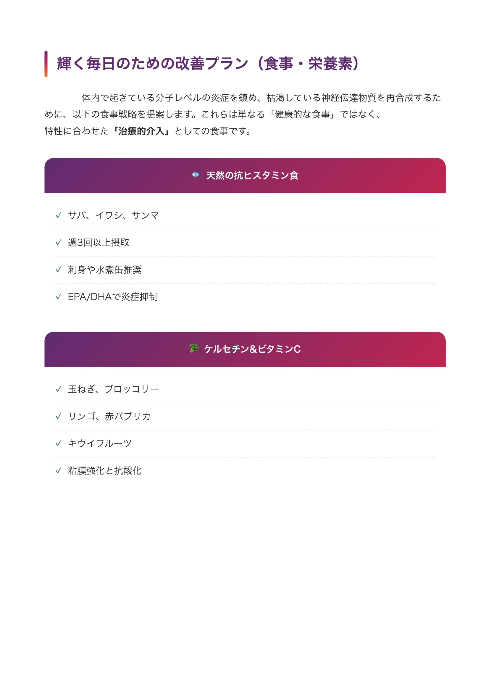精密栄養解析レポート - 改善プラン